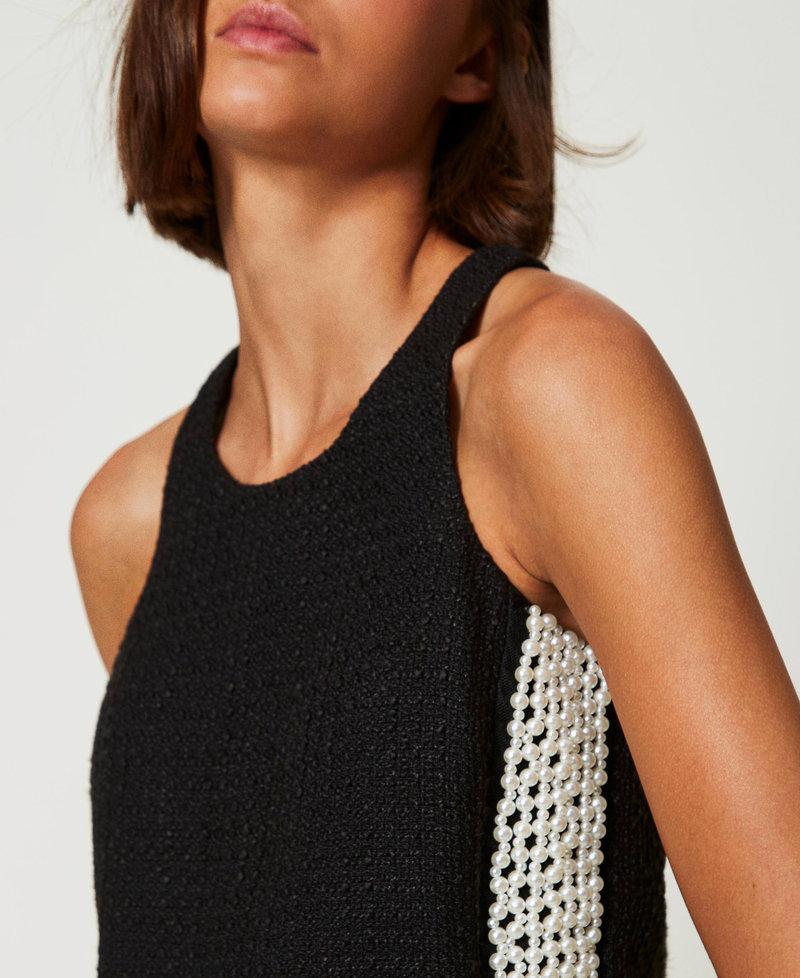 Scee By Twin Set Abito Corto Effetto Stuoia Con Perle