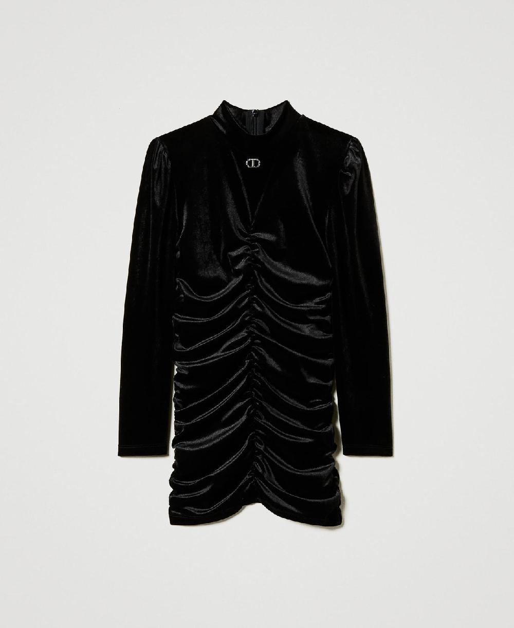 Scee by twin set Abito corto in ciniglia con arricciature