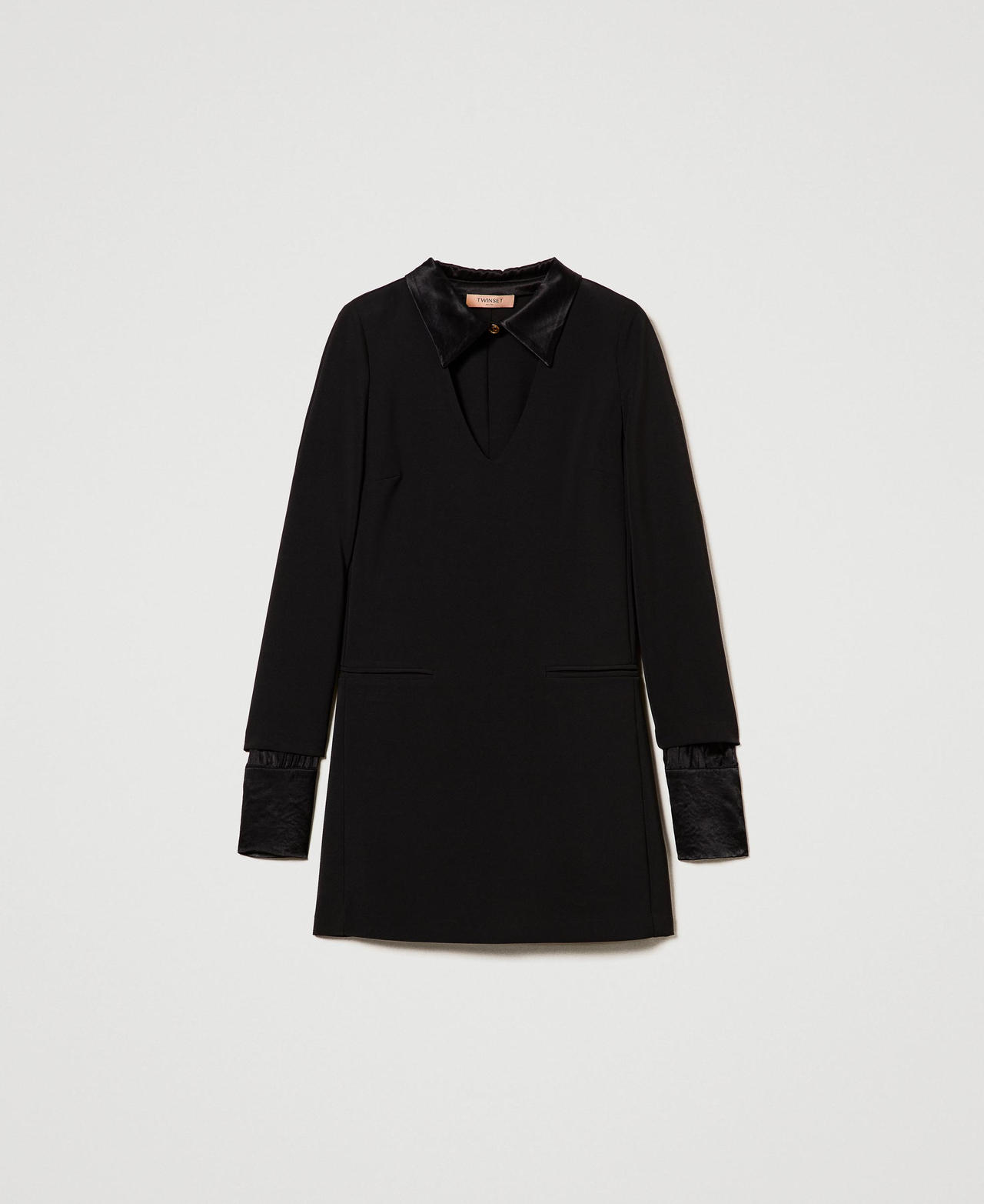 Scee by twin set Abito corto in crêpe con dettagli in raso