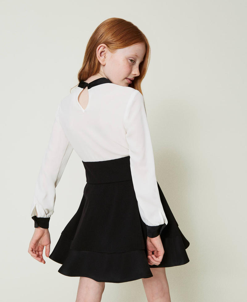 Scee By Twin Set Abito Corto In Crêpe De Chine E Flanella