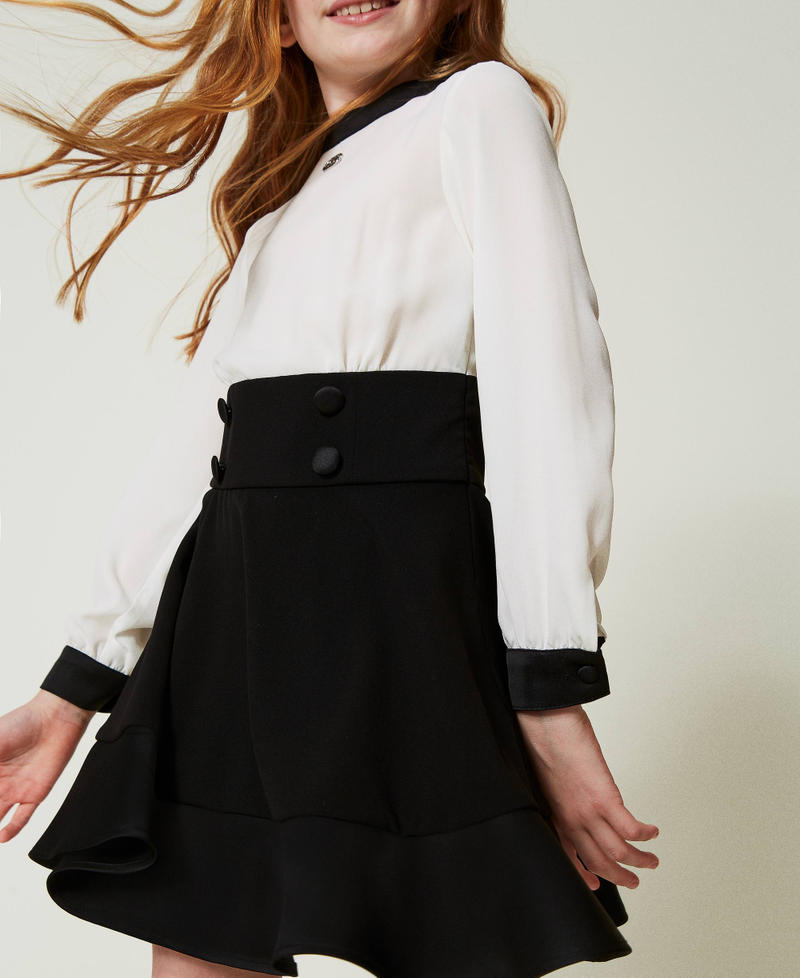 Scee By Twin Set Abito Corto In Crêpe De Chine E Flanella