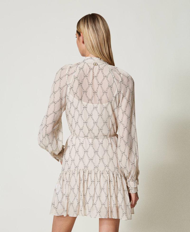 Scee By Twin Set Abito Corto In Creponne Con Stampa Fiocchi