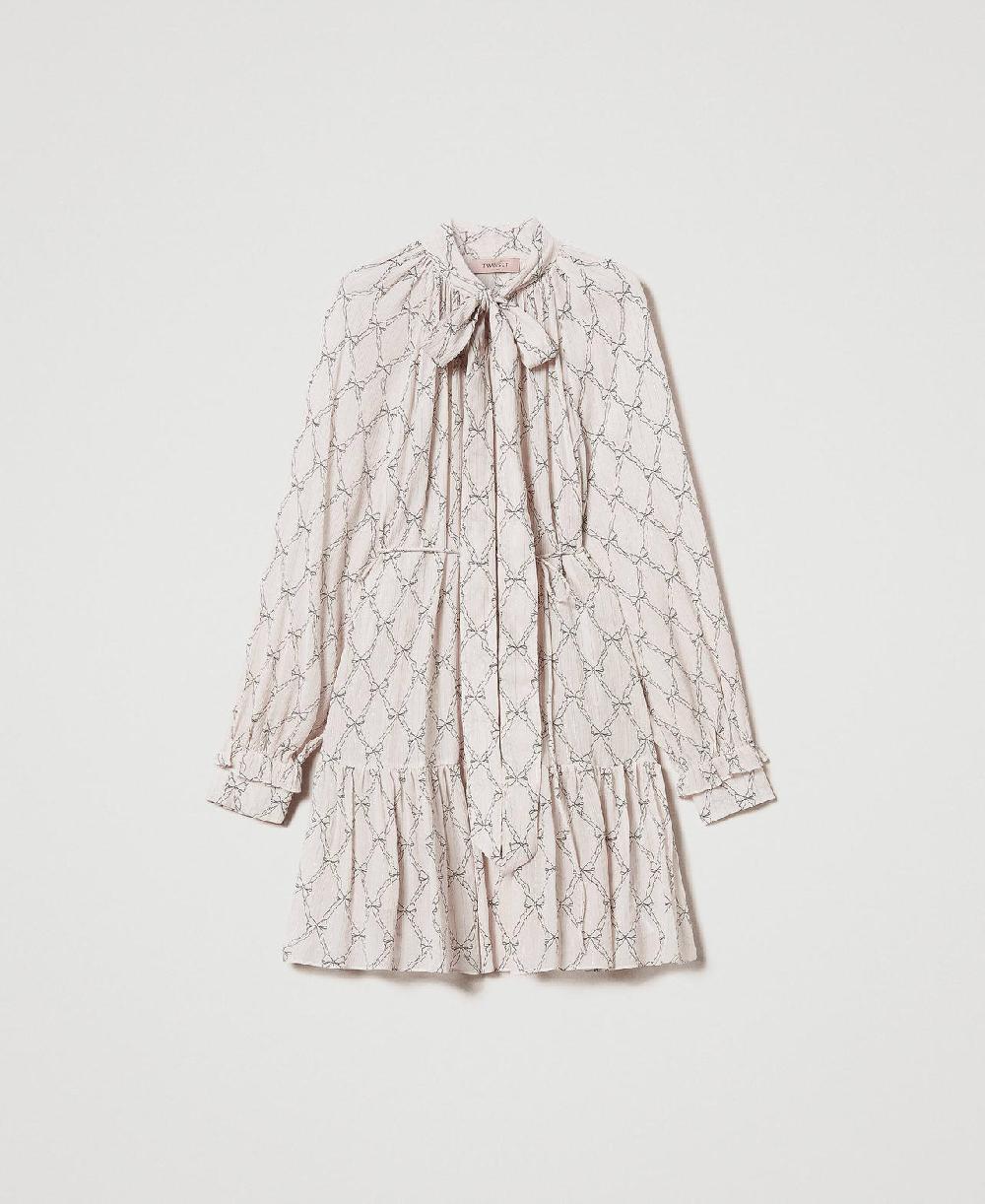 Scee by twin set Abito corto in creponne con stampa fiocchi