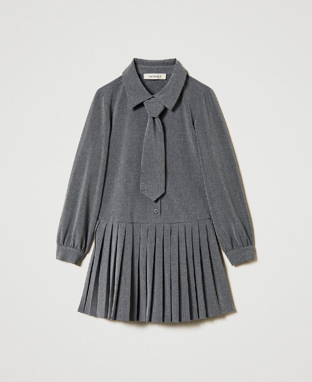 Scee by twin set Abito corto in flanella con cravatta