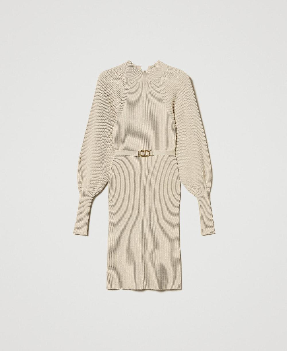 Scee by twin set Abito corto in maglia a costine con cintura