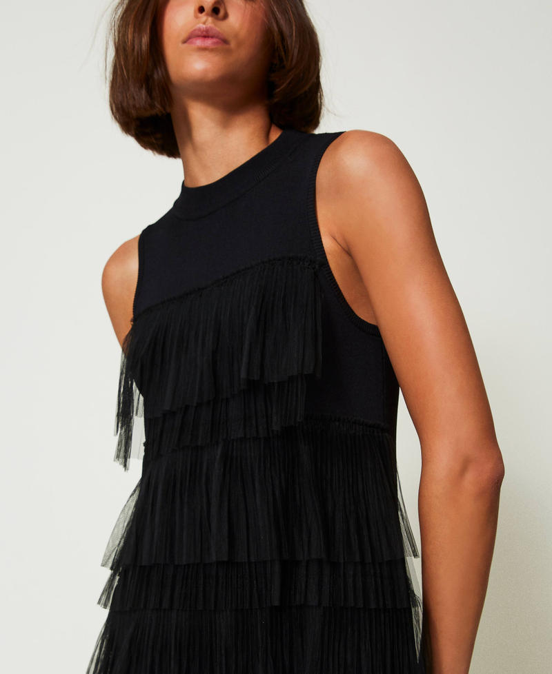 Scee By Twin Set Abito Corto In Maglia Con Balze In Tulle