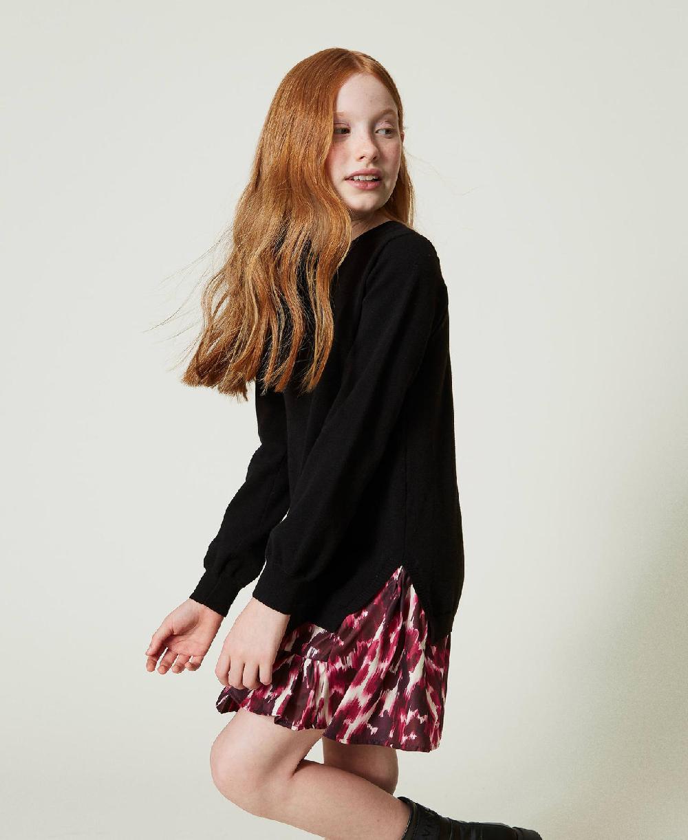 Scee By Twin Set Abito Corto In Maglia Con Inserto Stampato