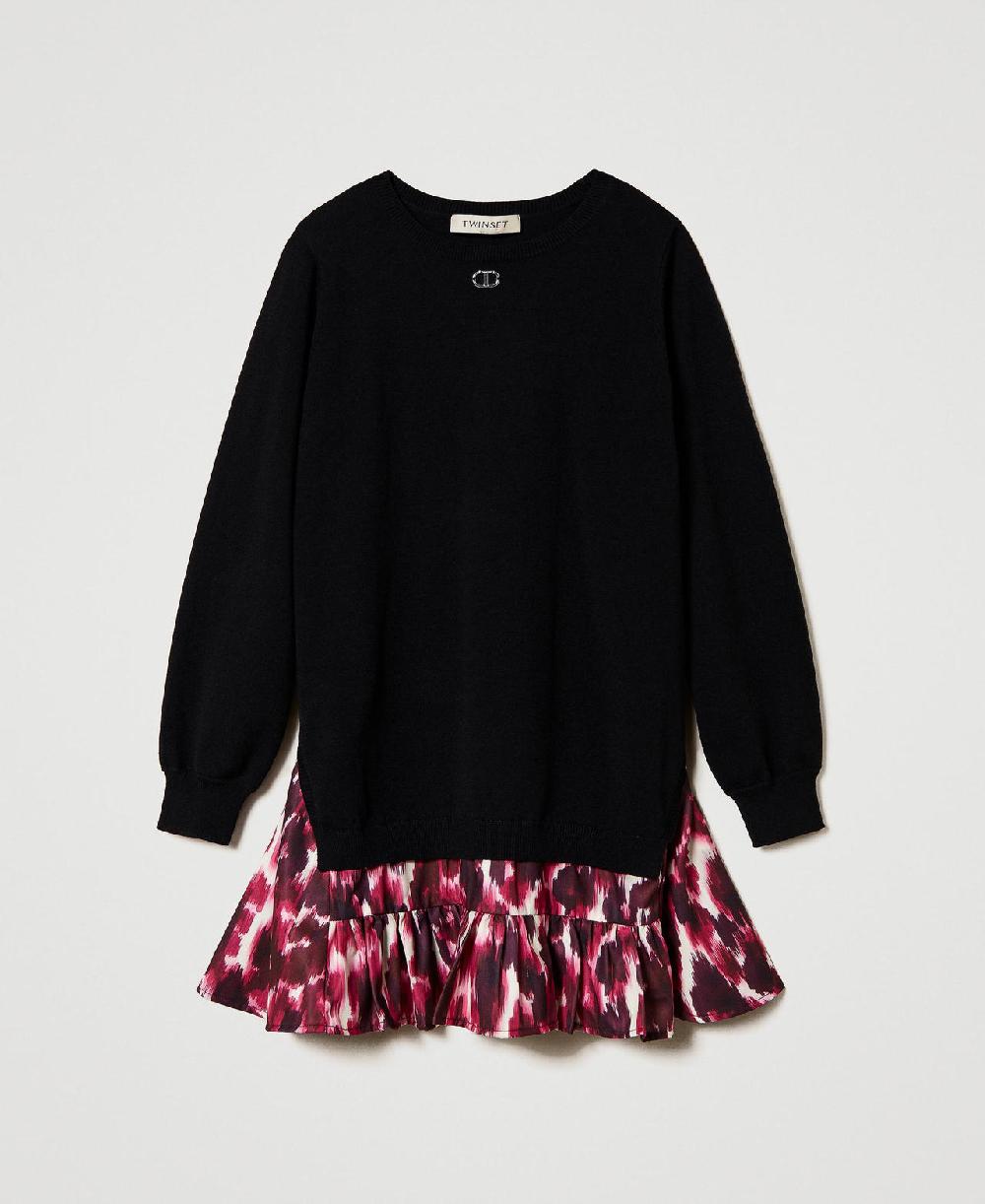 Scee by twin set Abito corto in maglia con inserto stampato