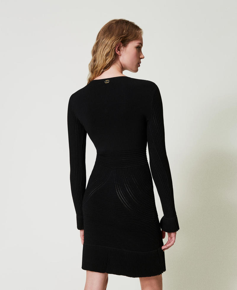 Scee By Twin Set Abito Corto In Maglia Con Mix Di Punti