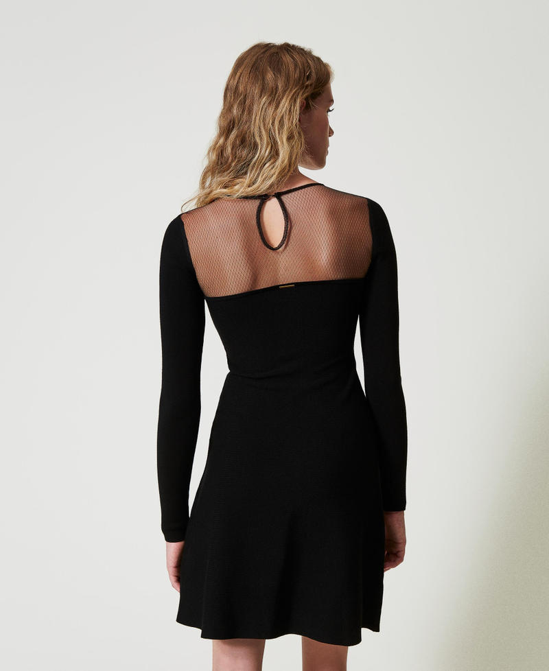 Scee By Twin Set Abito Corto In Maglia Con Tulle E Ricamo