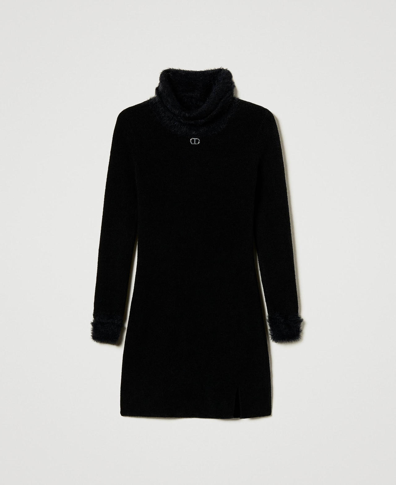 Scee by twin set Abito corto in maglia effetto pelliccia