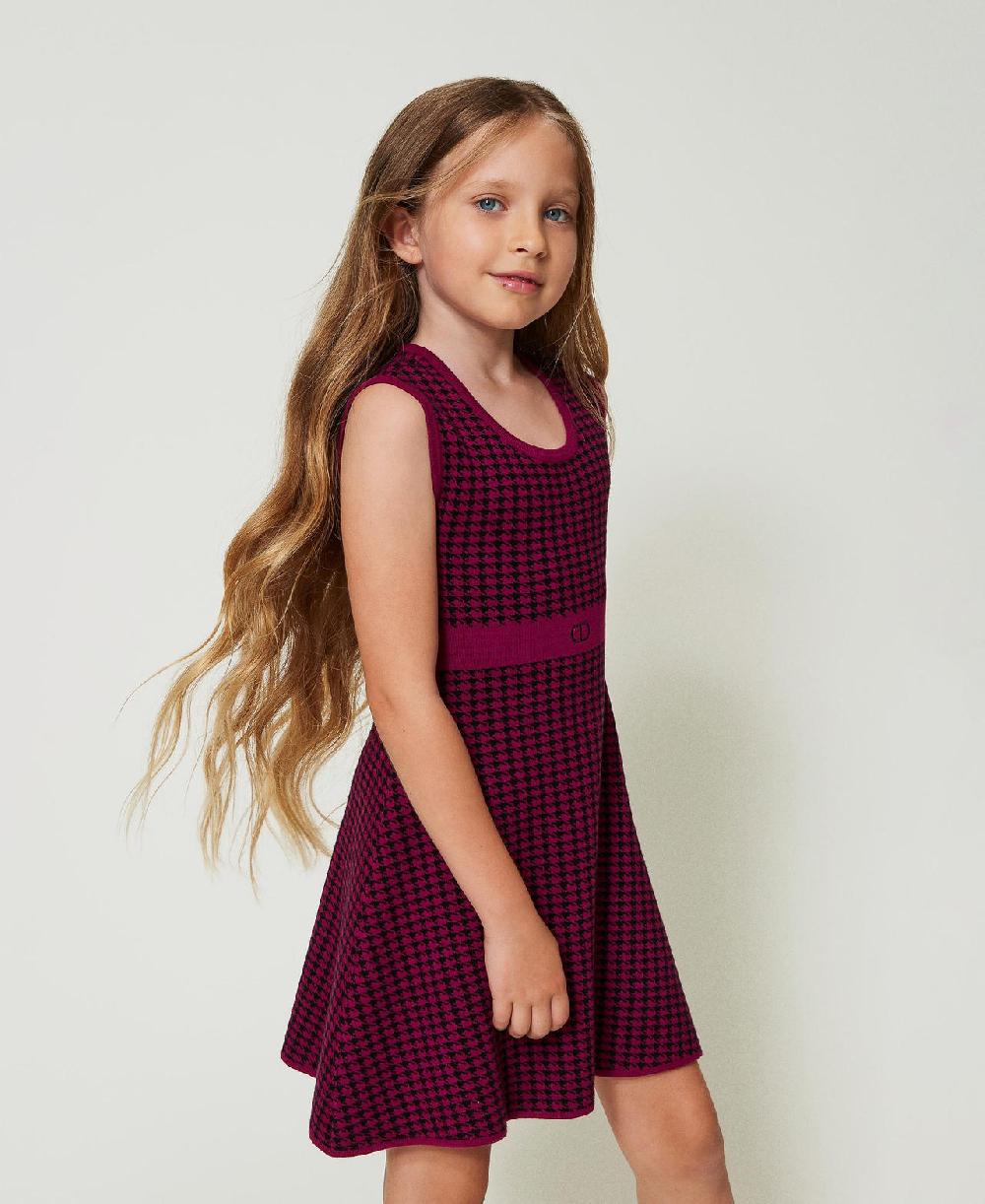 Scee By Twin Set Abito Corto In Maglia Jacquard Pied De Poule