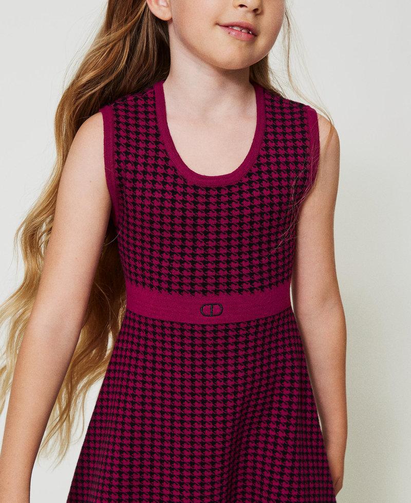 Scee By Twin Set Abito Corto In Maglia Jacquard Pied De Poule