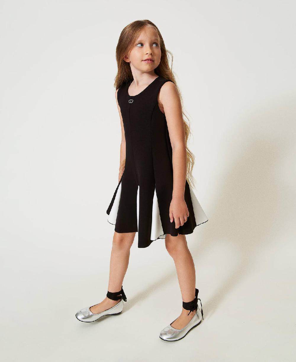 Scee By Twin Set Abito Corto In Tessuto Scuba Bicolore