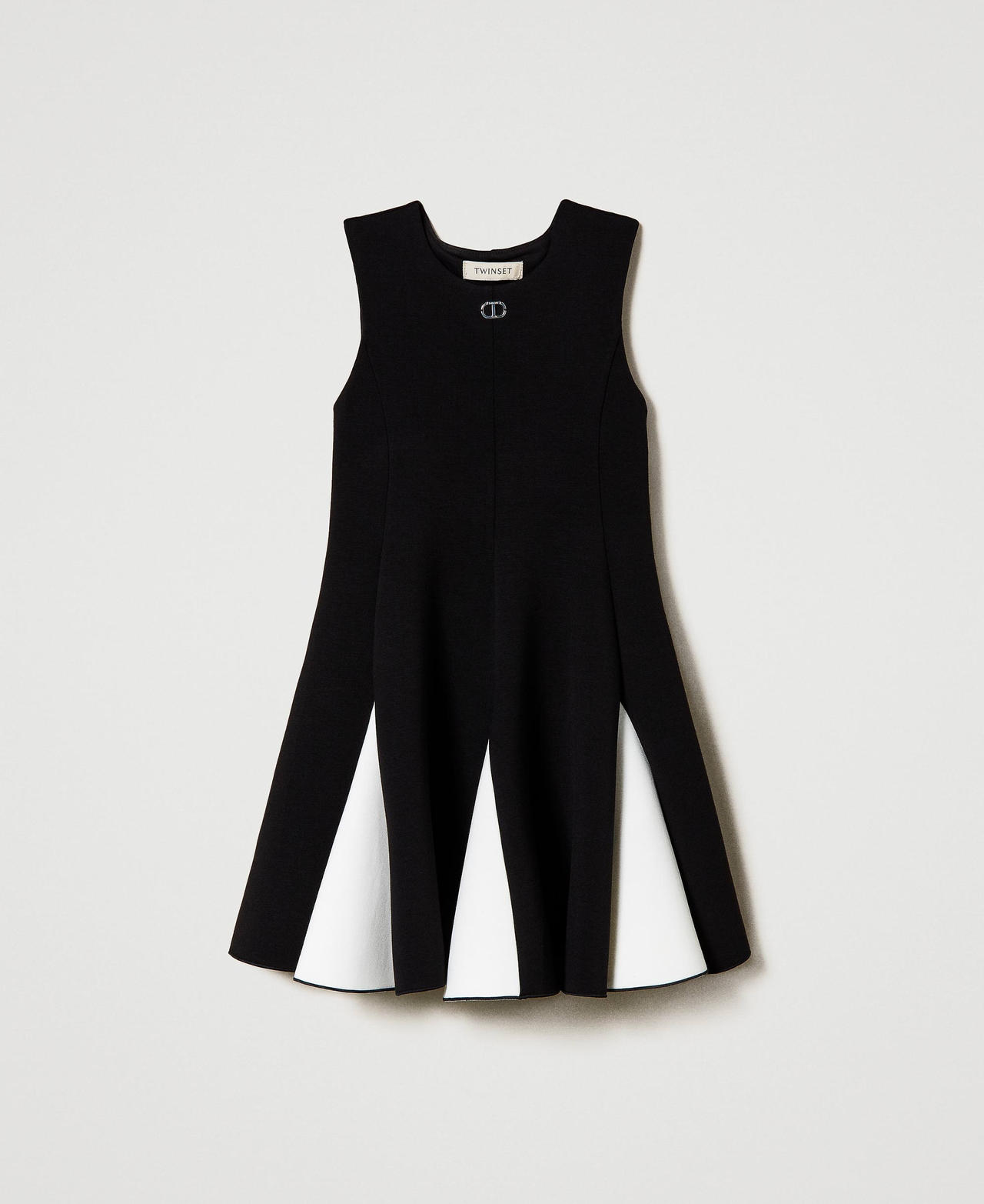 Scee by twin set Abito corto in tessuto scuba bicolore