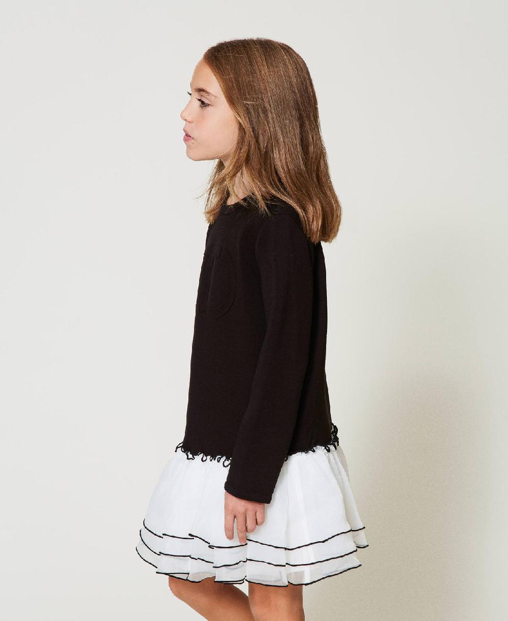 Scee By Twin Set Abito Corto In Tessuto Scuba E Organza