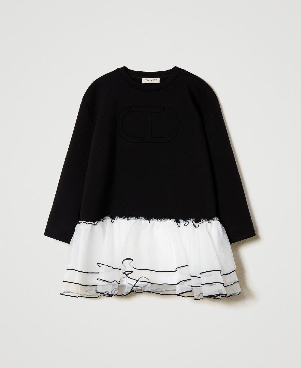 Scee by twin set Abito corto in tessuto scuba e organza