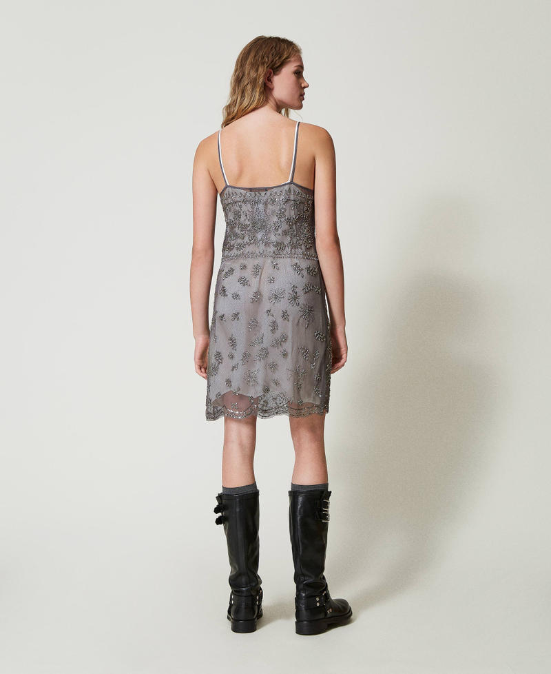 Scee By Twin Set Abito Corto In Tulle Con Ricamo A Mano