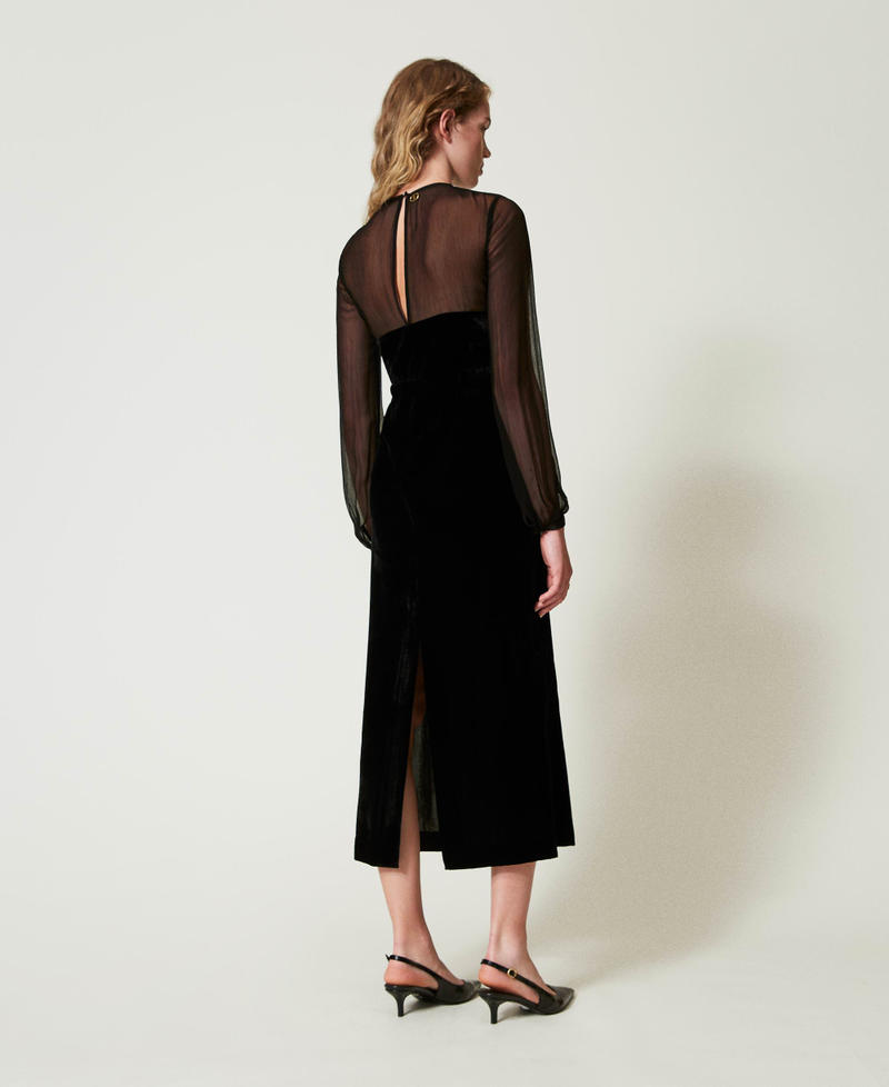 Scee By Twin Set Abito Longuette In Chiffon E Velluto