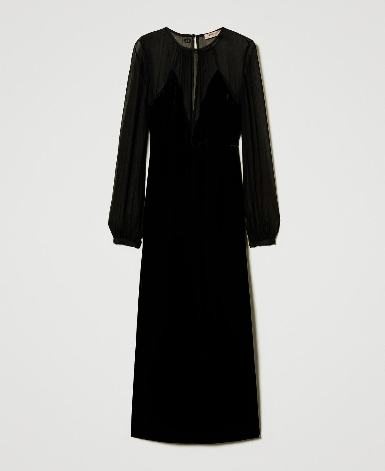 Scee by twin set Abito longuette in chiffon e velluto