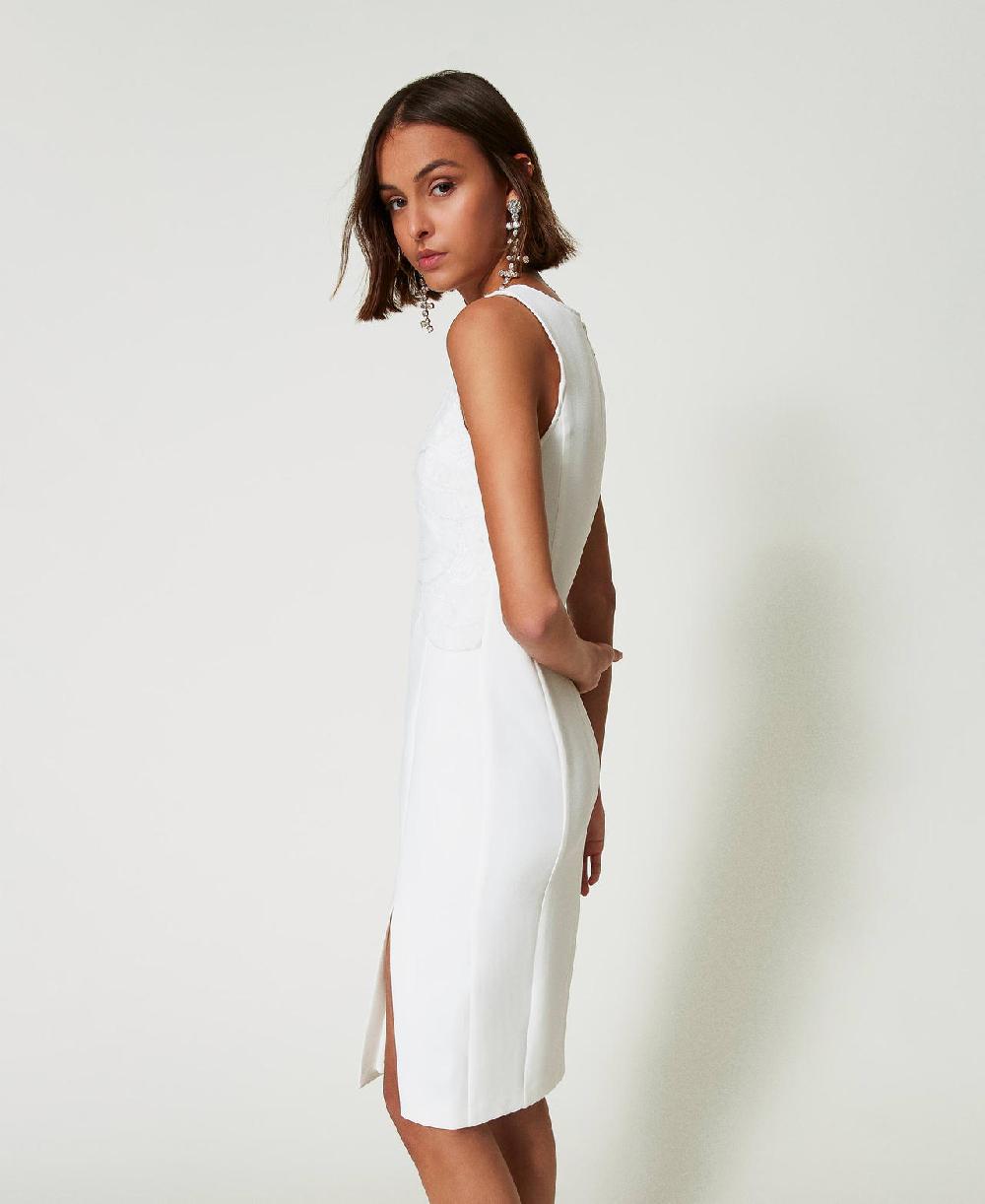 Scee By Twin Set Abito Longuette In Crêpe Con Ricami