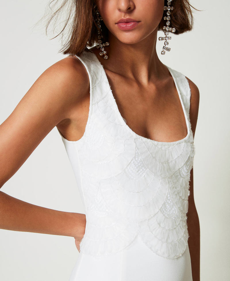 Scee By Twin Set Abito Longuette In Crêpe Con Ricami