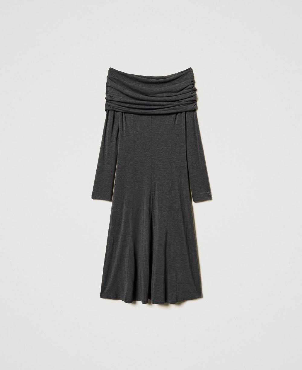 Scee by twin set Abito longuette in jersey con ricamo logo