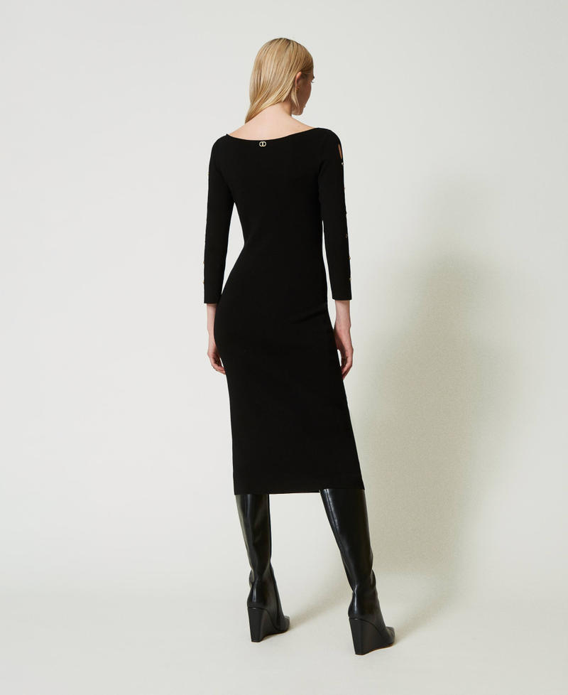 Scee By Twin Set Abito Longuette In Maglia Con Cut-out E Borchie