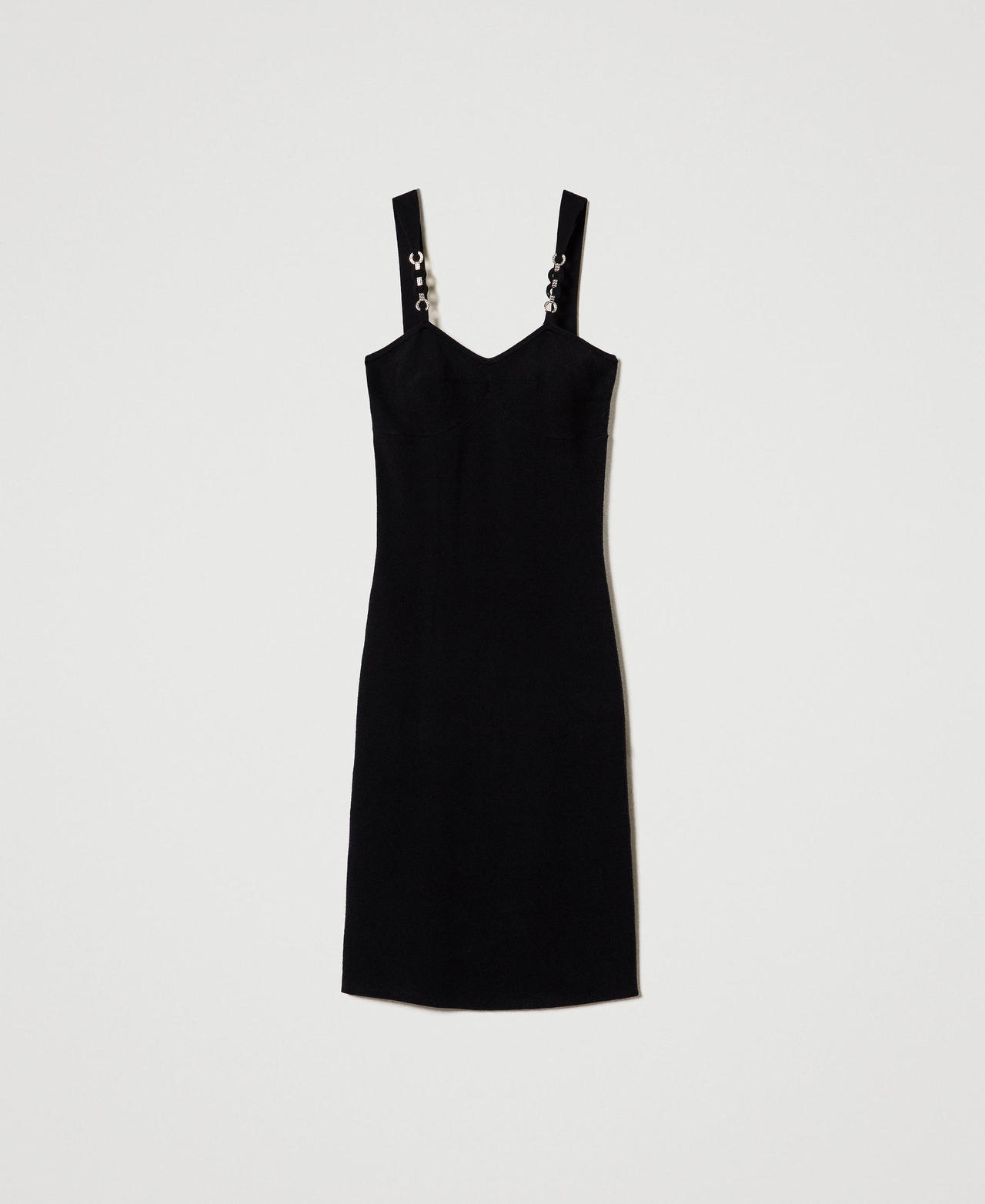 Scee by twin set Abito longuette in maglia con spalline bijoux