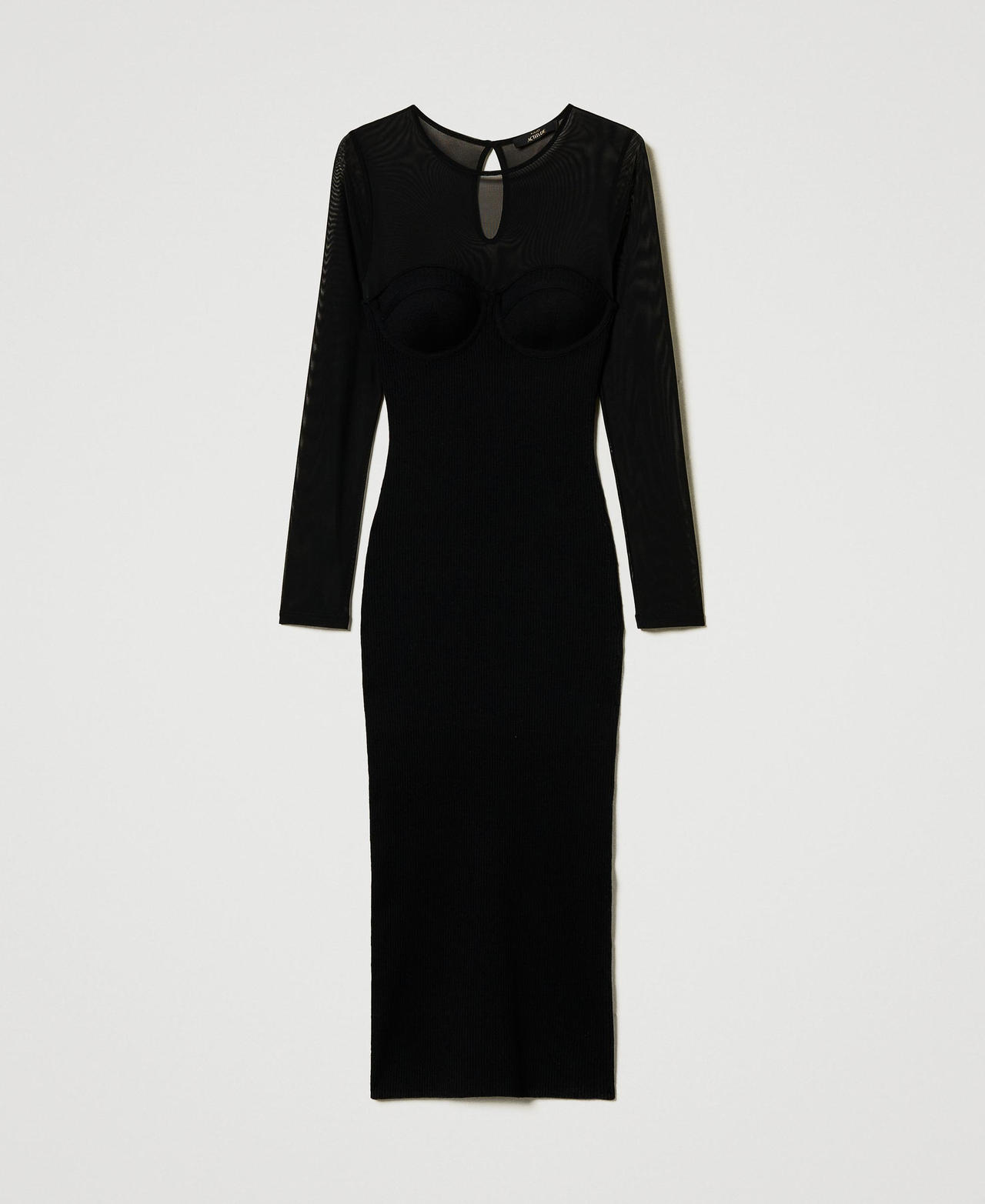 Scee by twin set Abito longuette in maglia con tulle