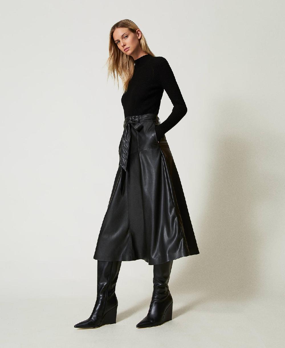 Scee By Twin Set Abito Longuette In Maglia E Tessuto Spalmato