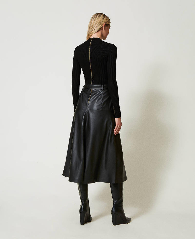 Scee By Twin Set Abito Longuette In Maglia E Tessuto Spalmato