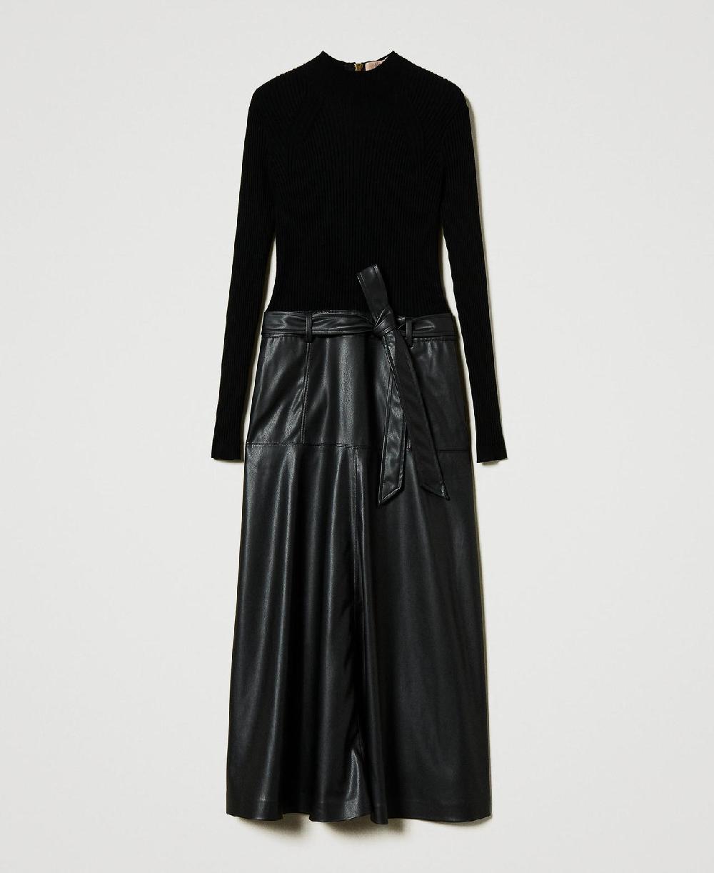 Scee by twin set Abito longuette in maglia e tessuto spalmato