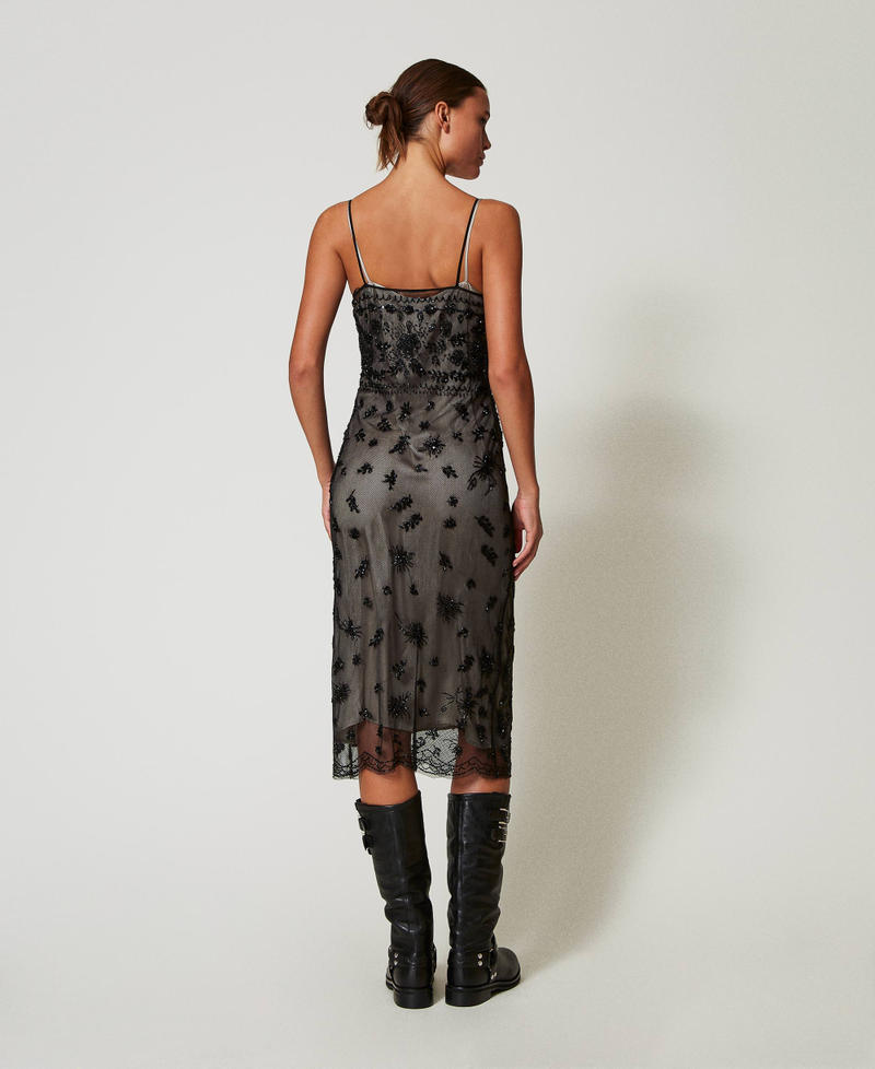 Scee By Twin Set Abito Longuette In Tulle Con Ricamo A Mano