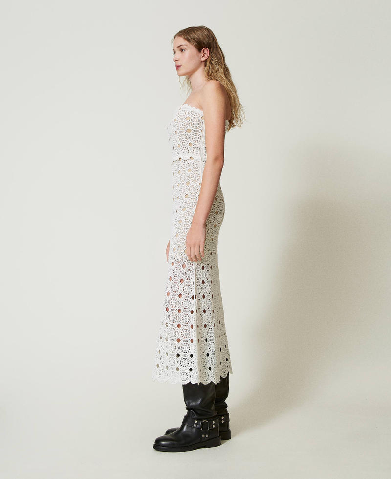 Scee By Twin Set Abito Lungo Bustier In Maglia Crochet