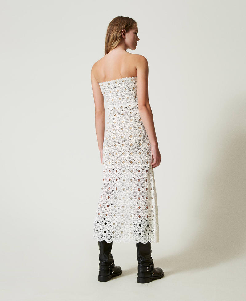 Scee By Twin Set Abito Lungo Bustier In Maglia Crochet