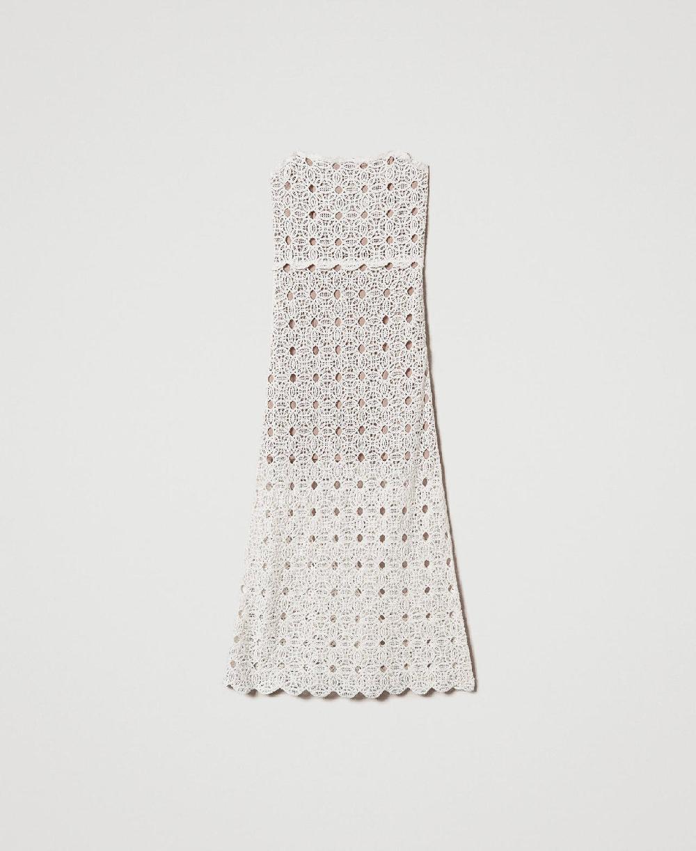 Scee by twin set Abito lungo bustier in maglia crochet