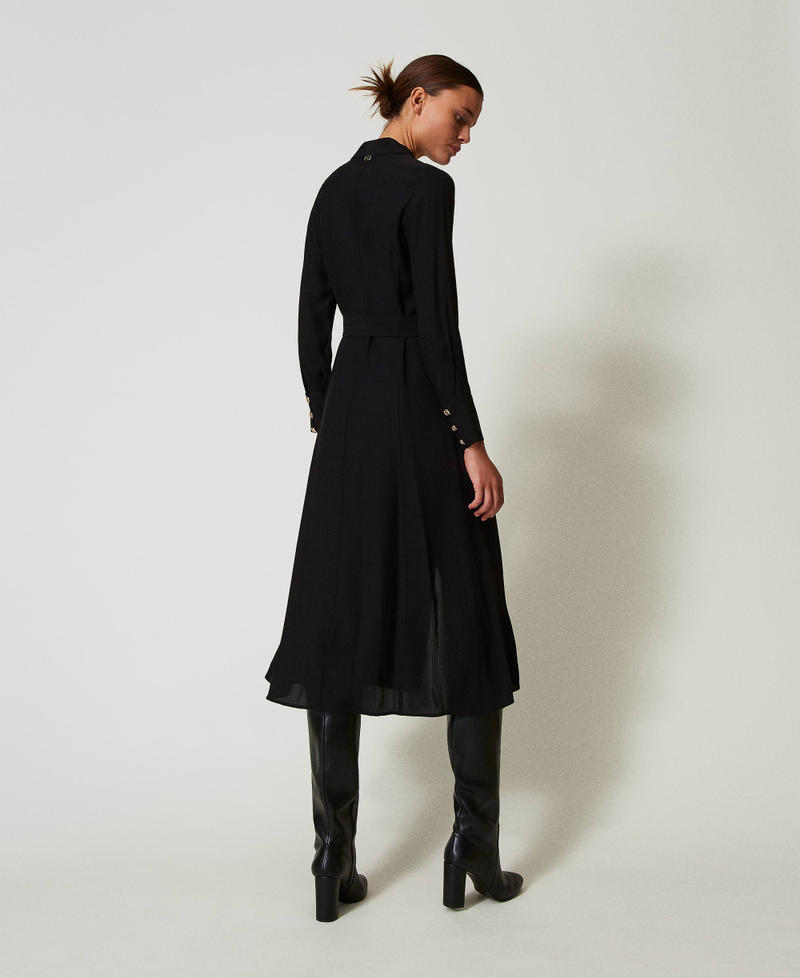 Scee By Twin Set Abito Lungo Chemisier In Crêpe Georgette