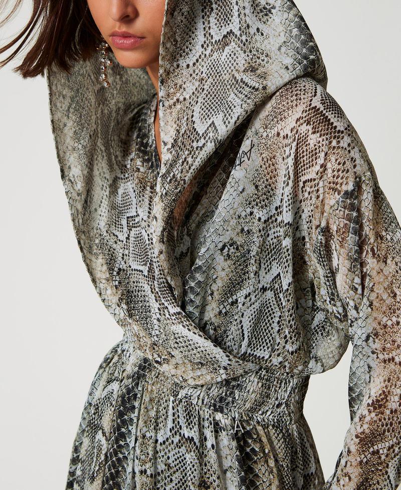 Scee By Twin Set Abito Lungo In Creponne Con Stampa Snake