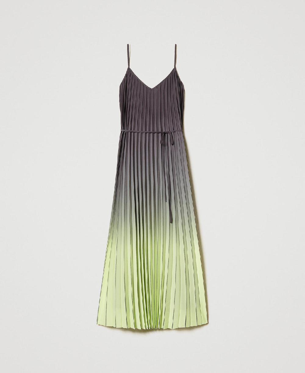 Scee by twin set Abito lungo in georgette plissé stampata