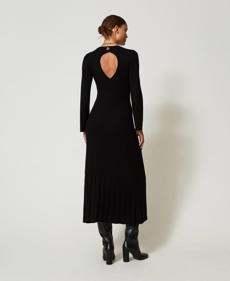 Scee By Twin Set Abito Lungo In Maglia A Coste Con Apertura