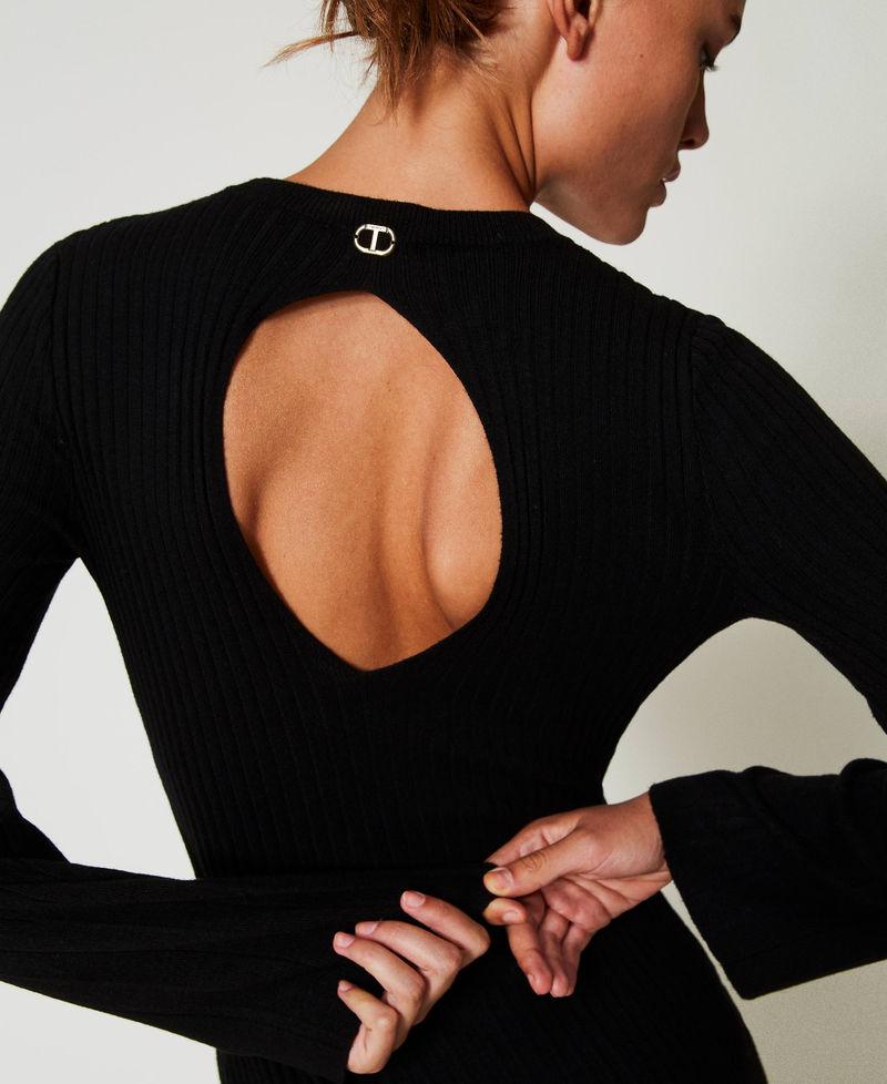 Scee By Twin Set Abito Lungo In Maglia A Coste Con Apertura