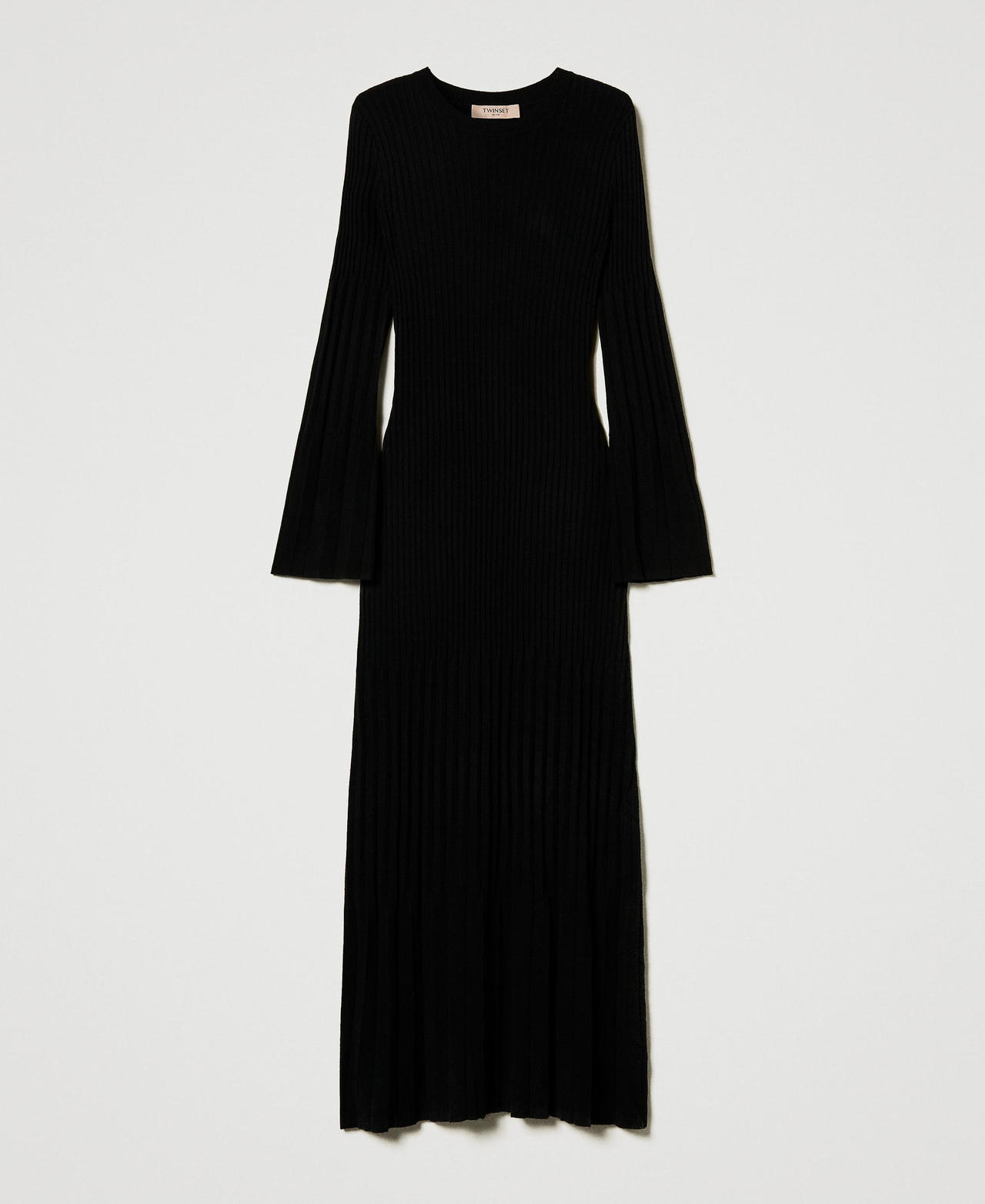 Scee by twin set Abito lungo in maglia a coste con apertura