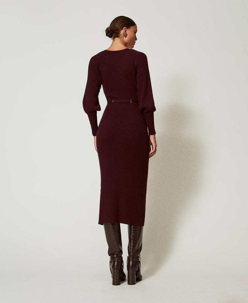 Scee By Twin Set Abito Lungo In Maglia A Costine Con Cintura