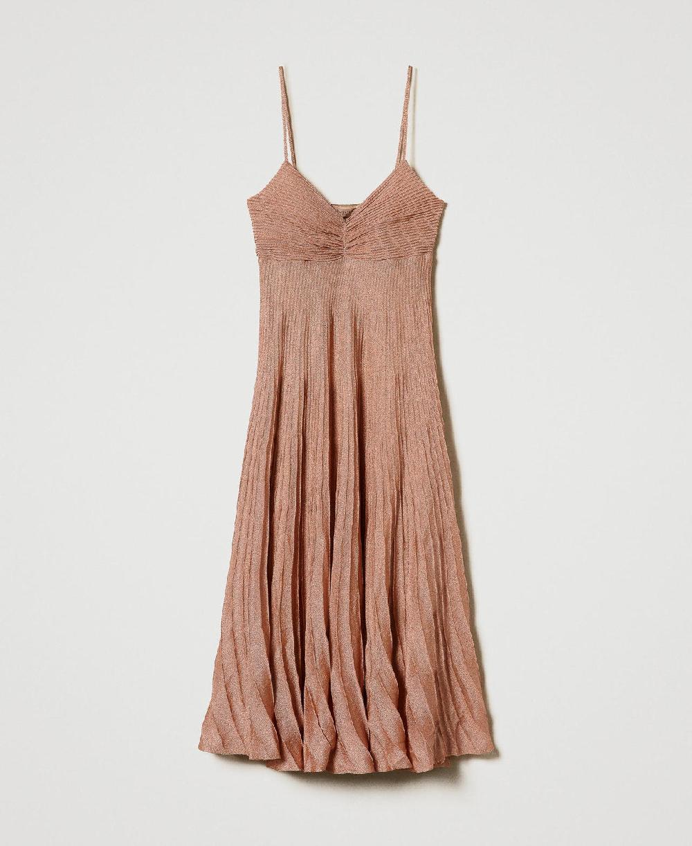 Scee by twin set Abito lungo in maglia lurex plissé