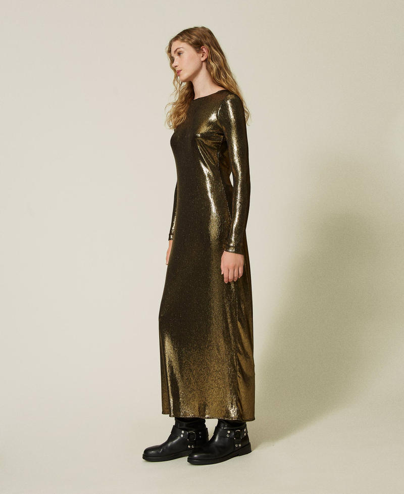 Scee By Twin Set Abito Lungo Laminato Con Drappeggio