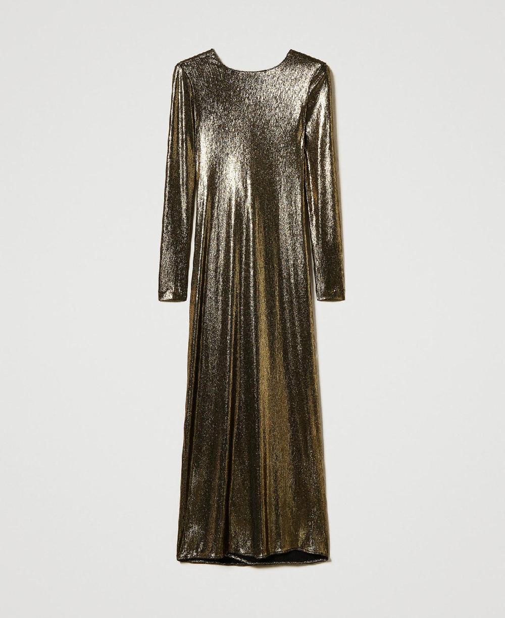 Scee by twin set Abito lungo laminato con drappeggio