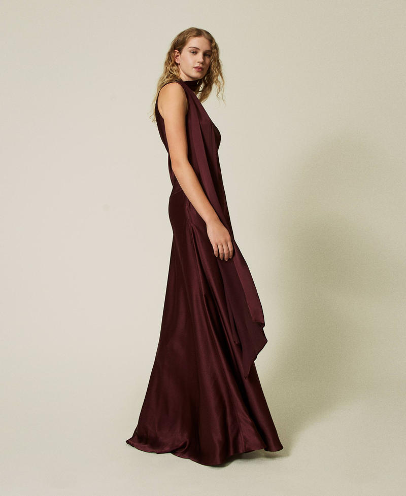 Scee By Twin Set Abito Lungo Monospalla In Raso Misto Seta