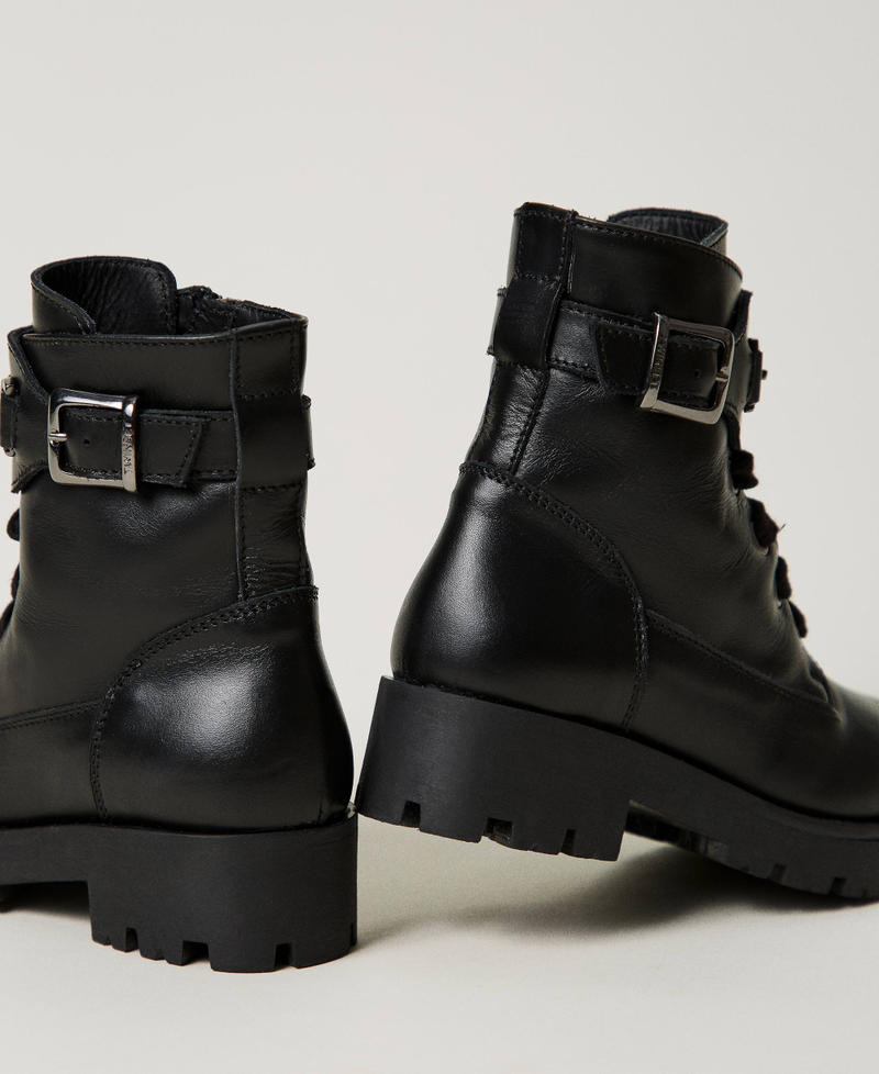 Scee By Twin Set Anfibi Baby In Pelle Con Cinturino