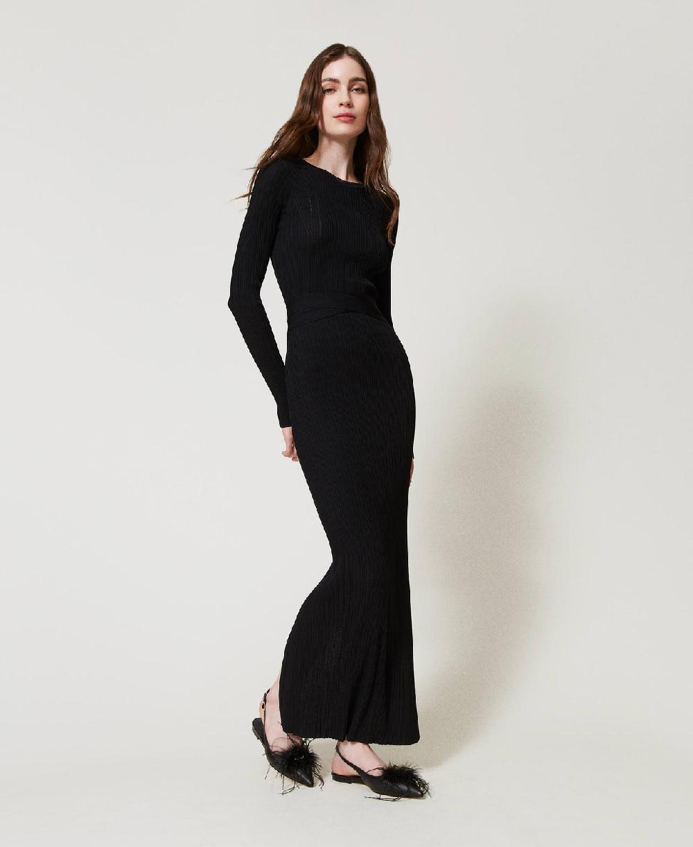 Scee by twin set Ballerine sling back in pelle con piume